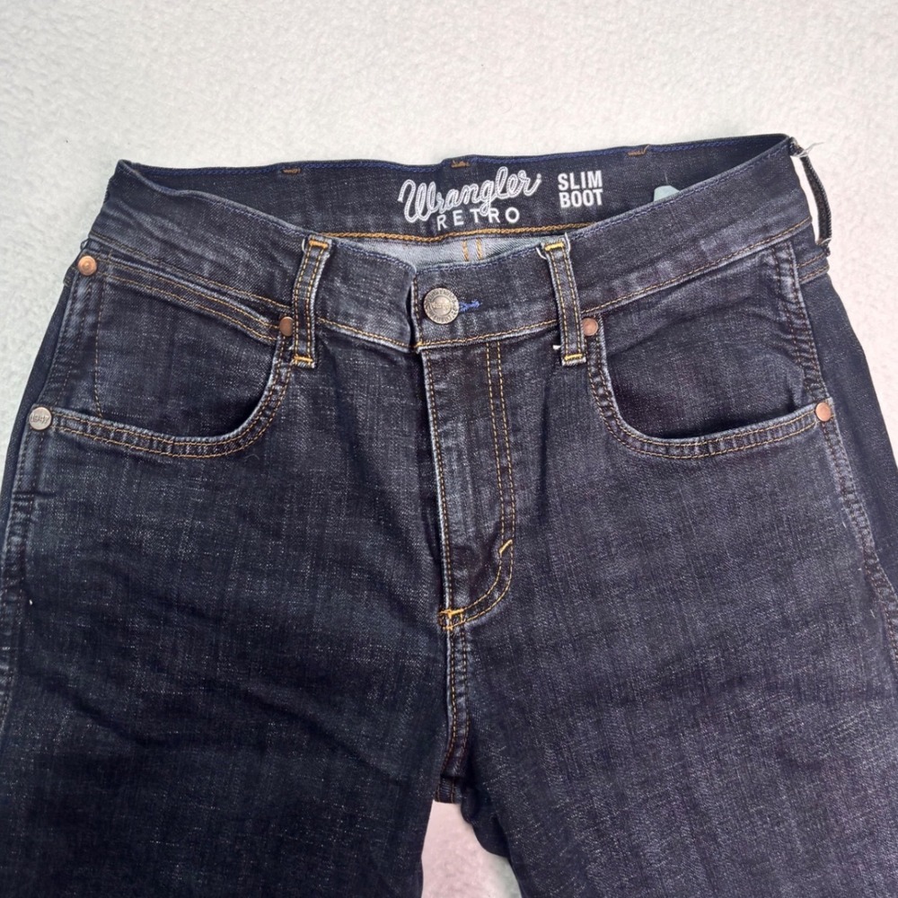 Wrangler Retro Slim Boot Jeans Mens 30x30 Dark Wash Western Cowboy Denim - Picture 5 of 9